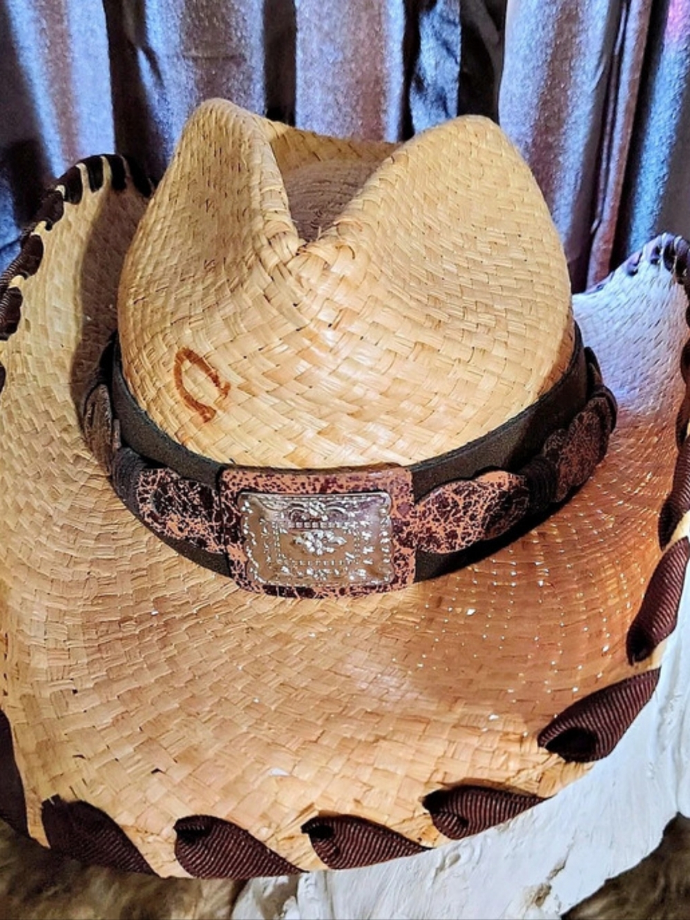 Charlie 1 Horse Straw Western Cowboy Hat Women's Medium Rodeo Great Used Cond